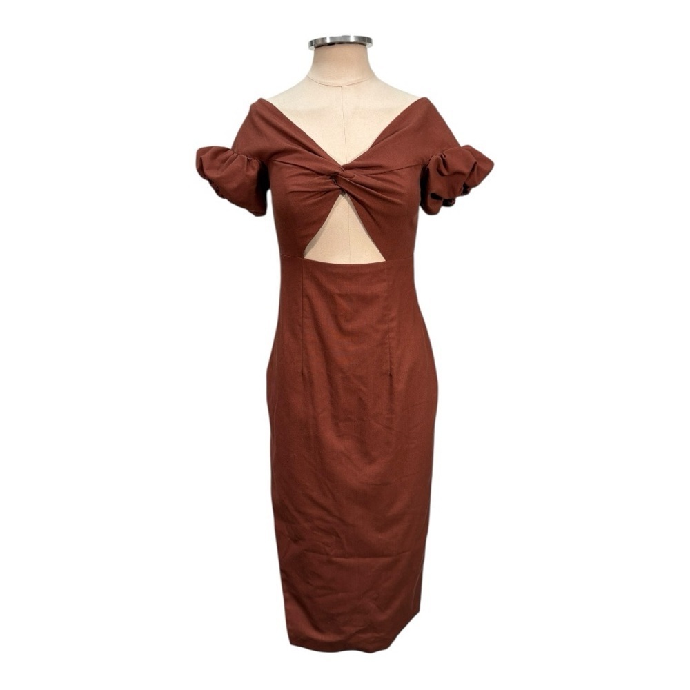 Yaura Toni Off The Shoulder Cut Out Midi Dress Size 6 — image 2 of 8